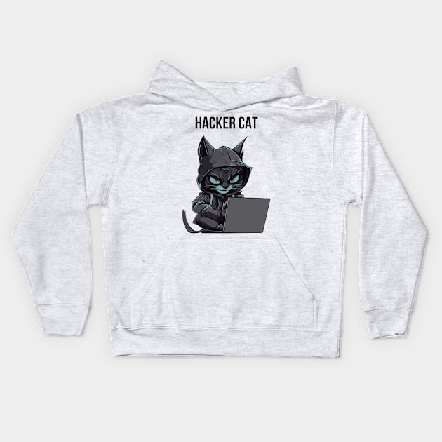 Hacker cat Kids Hoodie by Dylante